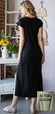 Light Olive Solid Maxi Dress with Side Slit- Size 3X (dress is not available in black)