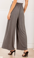 Wide Leg Solid Pants with Smocked- Charcoal- Mocha- Black- Navy (not pictured)