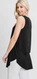 Sleeveless Round Neck Solid Black Babydoll Top