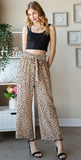 Khaki Animal Culottes Pants- Plus size