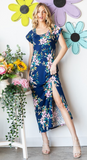 Short Sleeve Round Neck Floral Print Maxi Dress