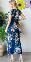 Short Sleeve Round Neck Floral Print Maxi Dress