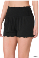 SMOCKED WAIST SHORTS- Black