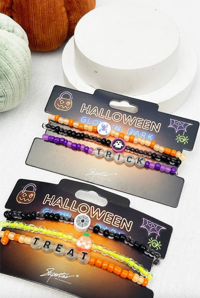 3-Pc Glow in the Dark Halloween Stretch Bracelet- Mystery bracelet