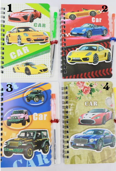 Glittery Car Notebook with Pen- Mystery style