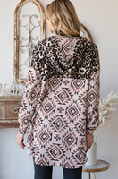 Aztec and Animal Leopard Button Down Shacket