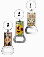 Sunflower Rectangular Bottle Opener Key Chain