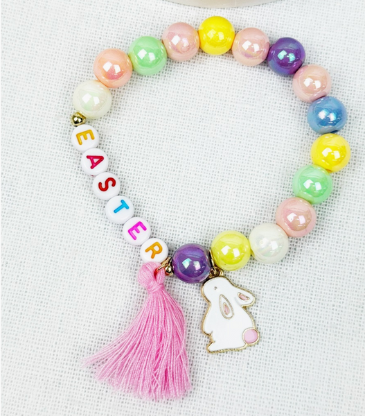 Easter Letter Bunny Charm Stretch Bracelets