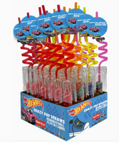 Hot Wheels Crazy Pop Straws W/Shoe Charm- Myster color