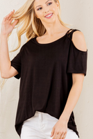 Crisscross Cold Shoulder Solid Top