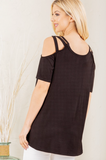 Crisscross Cold Shoulder Solid Top