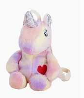 Kids Unicorn Colorful Faux Fur Backpack