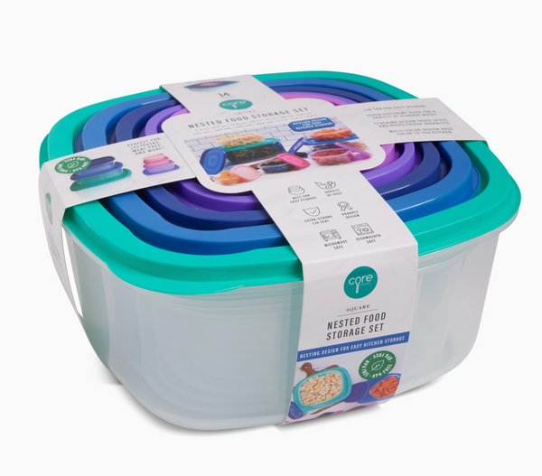 14pc Square Food Storage Bowl Set